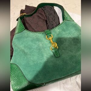 GUCCI Emerald Green Jackie Hobo Purse
